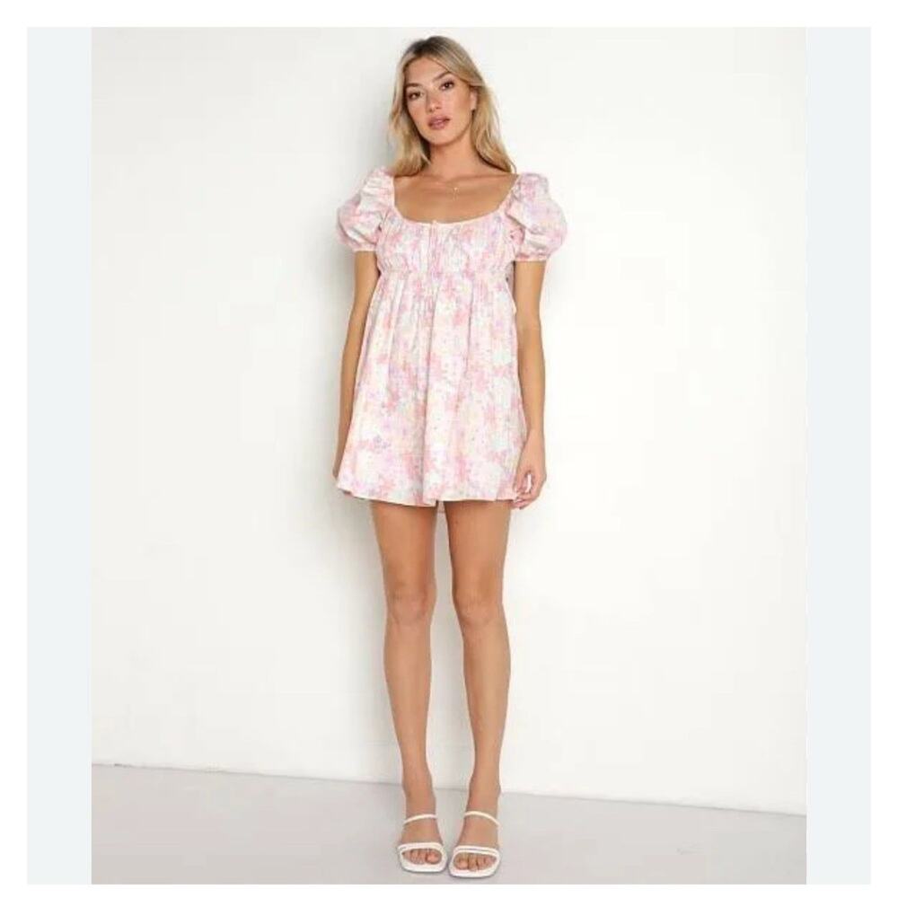 NEW For Love & Lemons Floral Dainty Mini Dress Babydoll Cottage-core Coquette M - Picture 3 of 16
